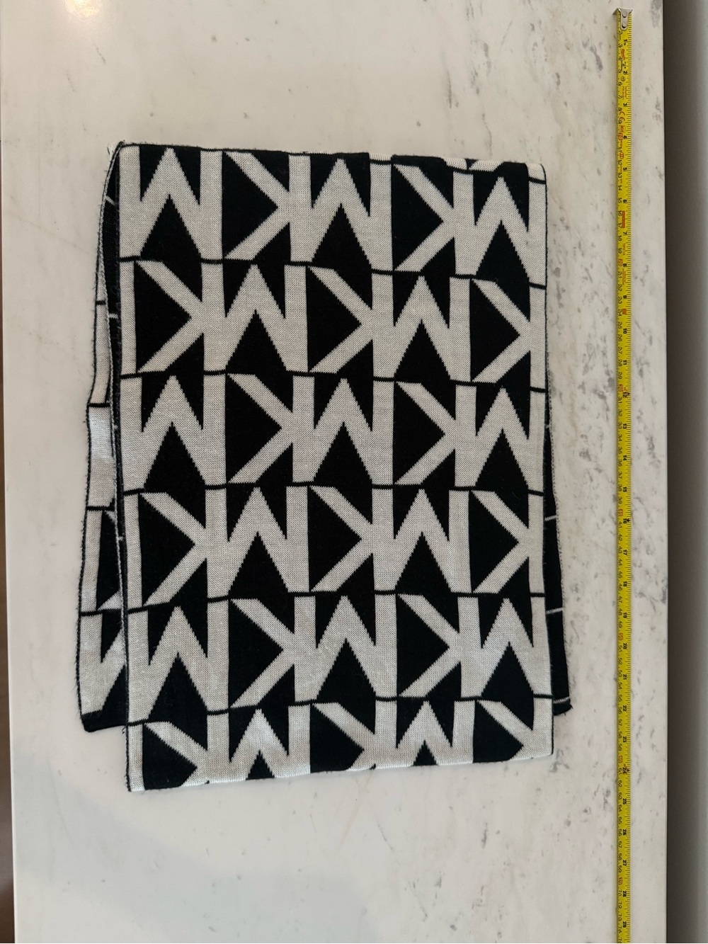 Michael Kors Black and White Logo Knit Scarf